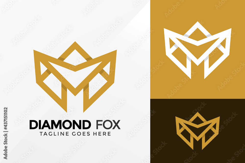 M Diamond Fox with Line Art Logo Design, Brand Identity Logos Designs Vector Illustration Template M Diamond Fox with Line Art Logo Design, Brand Identity Logos Designs Vector Illustration Template
