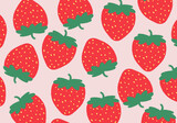 Seamless pattern with hand draw strawberry background. Vector illustration.