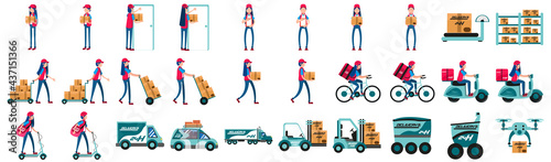 Group of different delivery related icons