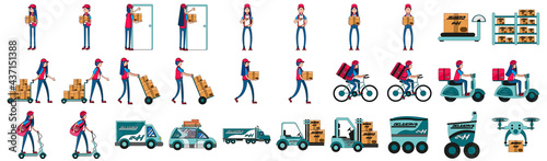 Group of different delivery related icons