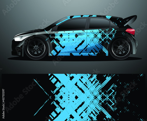 Rally car decal graphic wrap vector, abstract background