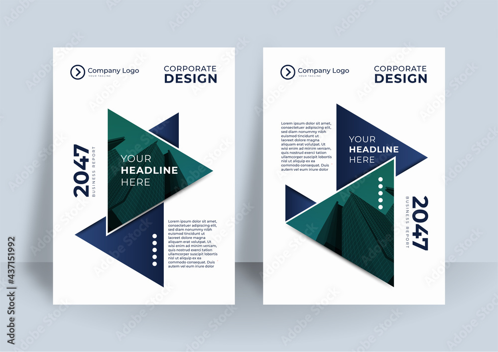 Modern blue green white gold abstract cover design template in A4 size. Business presentation vector A4 vertical orientation front page mock up set. Corporate report cover abstract geometric vector Modern blue green white gold abstract cover design template in A4 size. Business presentation vector A4 vertical orientation front page mock up set. Corporate report cover abstract geometric vector