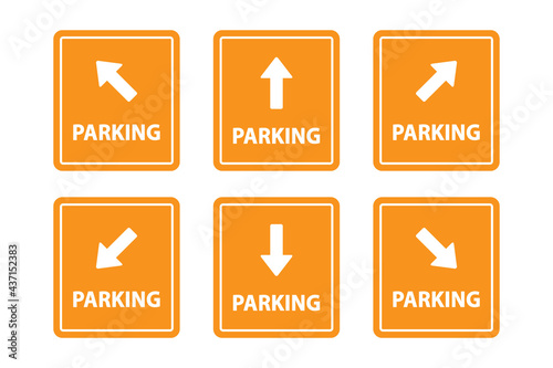 signboard parking arrow, navigation direction board, collection design vector