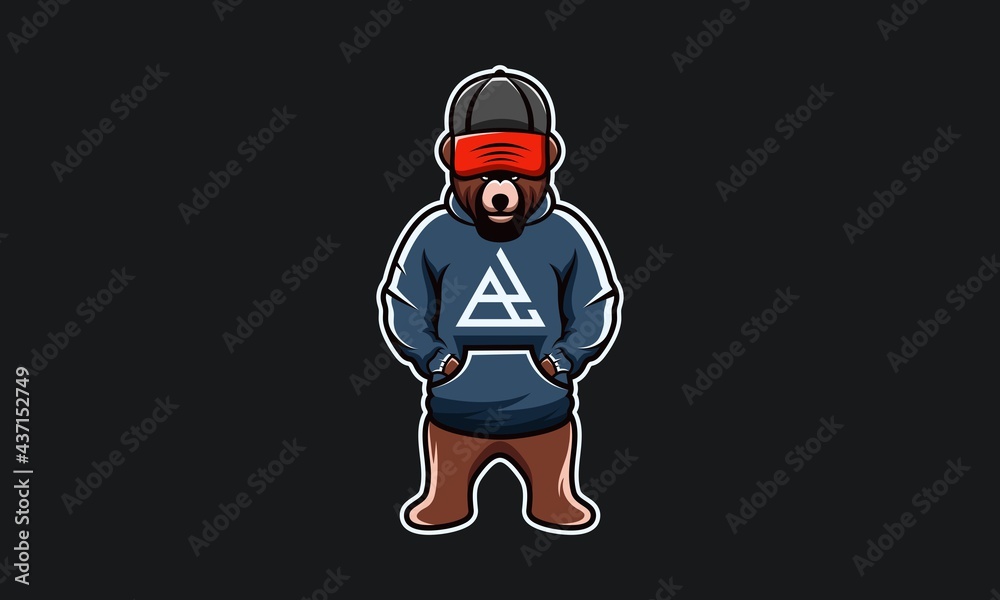 bear man logo design with a vector display using a hoodie bear man logo design with a vector display using a hoodie