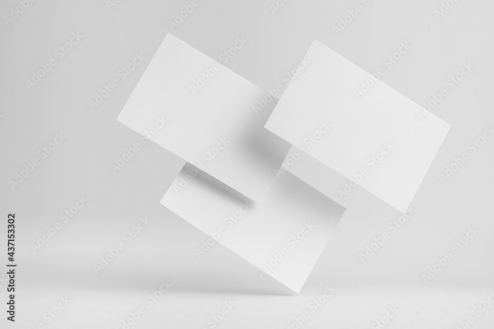 front view of 3 white business card front view of 3 white business card