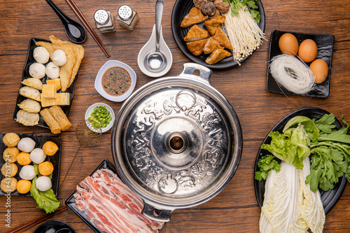 Chinese Hot pot, also known as soup-food or steamboat, is a cooking method that originates from China, prepared with a simmering pot of soup stock at the dining table