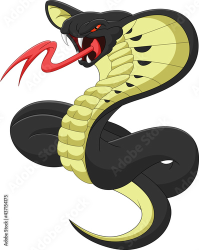wild king cobra snake cartoon isolated on white background