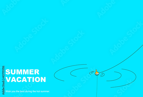 Fishing float illustration. Postcard template for summer greetings.