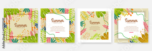 Vector set of social media stories design templates, backgrounds with copy space for text - summer landscape. Collection of abstract background designs, summer sale, social media promotional content. 