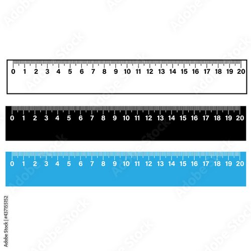 ruler scale measure on white background. wooden measuring ruler 20 centimeters. school math tool. flat style.