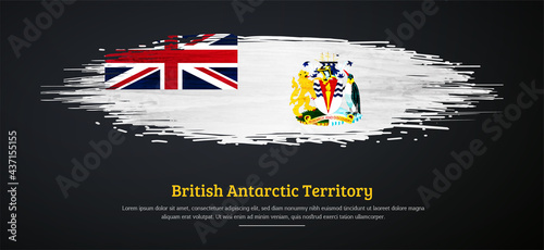 Happy national day of British Antarctic Territory with watercolor grunge brush flag background