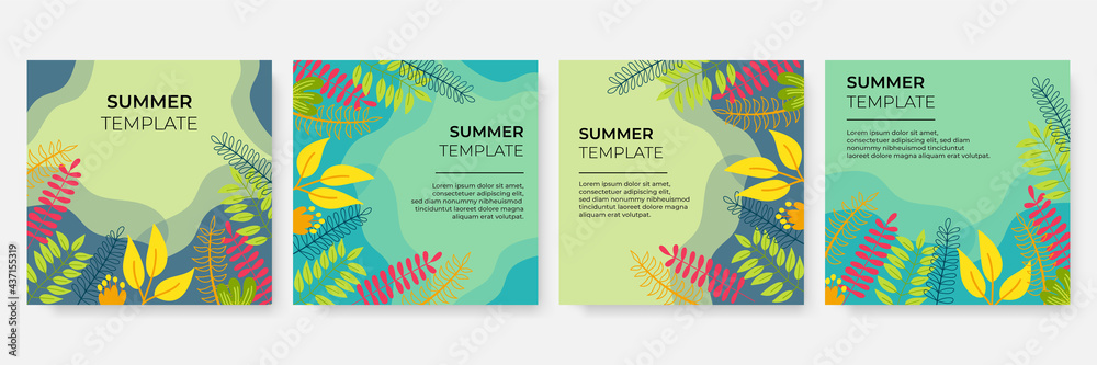 Collection of abstract background designs, summer sale, social media promotional content. Vector illustration