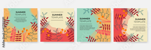 Collection of abstract background designs, summer sale, social media promotional content. Vector illustration