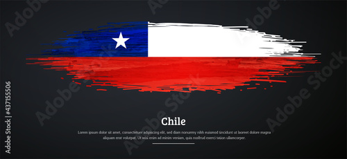 Happy independence day of Chile with watercolor grunge brush flag background