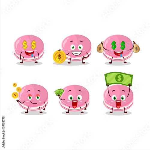 Strawberry dorayaki cartoon character with cute emoticon bring money