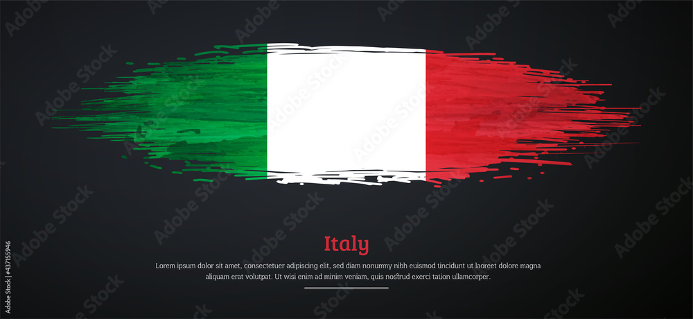 Happy republic day of Italy with watercolor grunge brush flag background