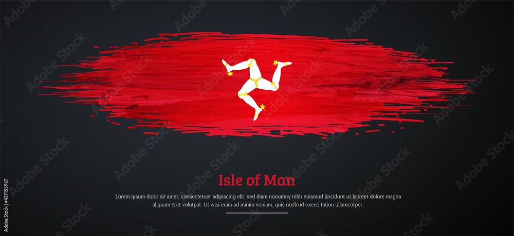 Happy national day of Isle of Man with watercolor grunge brush flag background Happy national day of Isle of Man with watercolor grunge brush flag background