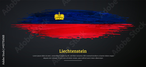 Happy national day of Liechtenstein with watercolor grunge brush flag background