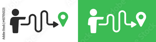 Man follow the path for destination icon. Route concept vector illustration