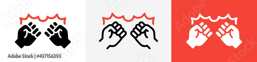 Fist fight icons set. Vector illustration