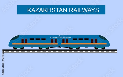 Trains side view, logistics vector, kazakhstan railways company logo