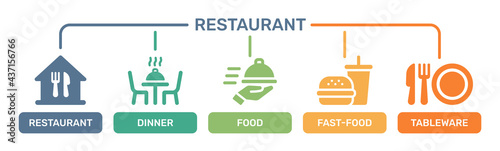 Restaurant icon set. Vector illustrations.