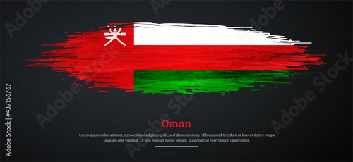 Happy independence day of Oman with watercolor grunge brush flag background