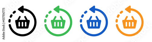 Return order. Isolated icon on black and white background. Commerce vector illustration