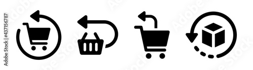 Return, replace product icons set. Vector illustration. Shipping and delivery box service symbol. 