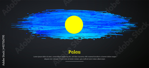 Happy constitution day of Palau with watercolor grunge brush flag background