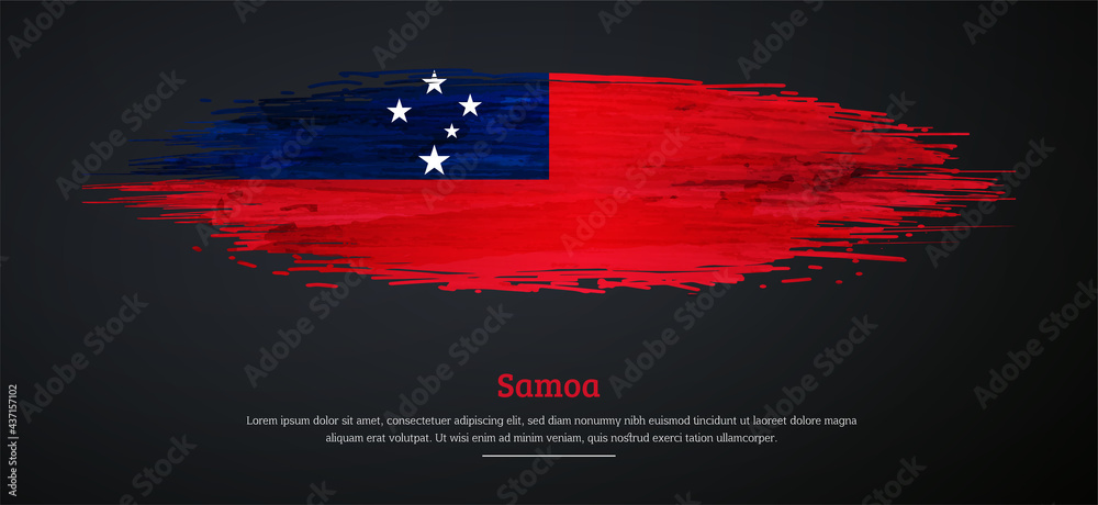 Happy independence day of Samoa with watercolor grunge brush flag background Happy independence day of Samoa with watercolor grunge brush flag background