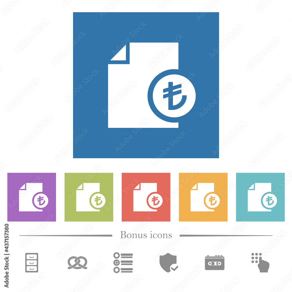 Turkish Lira financial report flat white icons in square backgrounds Turkish Lira financial report flat white icons in square backgrounds