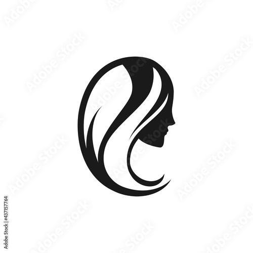 Black woman silhouette logotype. Female face in profile. Vector logo isolated on white.