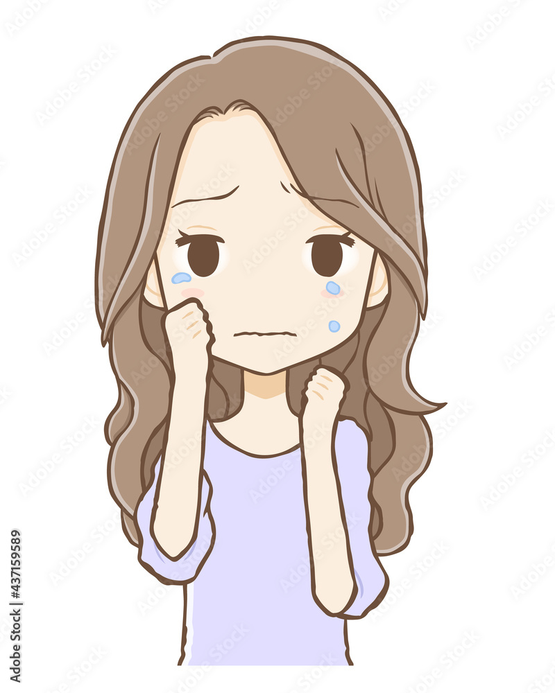 涙ぐむ私服女性(上半身) 涙ぐむ私服女性(上半身)