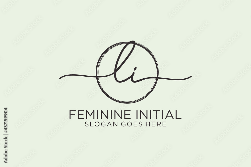 Initial LI handwriting logo with circle template vector logo of initial signature, wedding, fashion, floral and botanical with creative template. - obrazy, fototapety, plakaty 