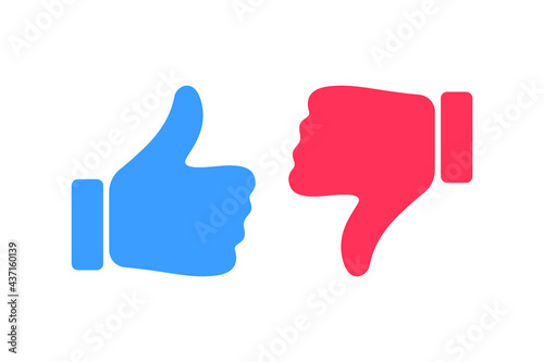 Likes and dislikes icons. Vector like and dislike icon. Like and dislike buttons for websites and mobile apps. Vector illustration. photo