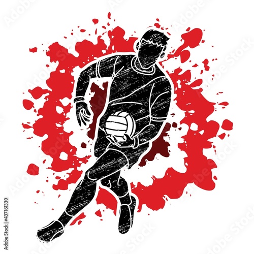 Gaelic Football Sport Male Player Action Cartoon Graphic Vector