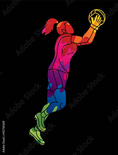 Gaelic Football Sport Female Player Action Cartoon Graphic Vector