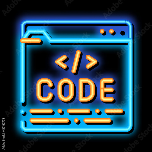 Code File Computer System neon light sign vector. Glowing bright icon transparent symbol illustration