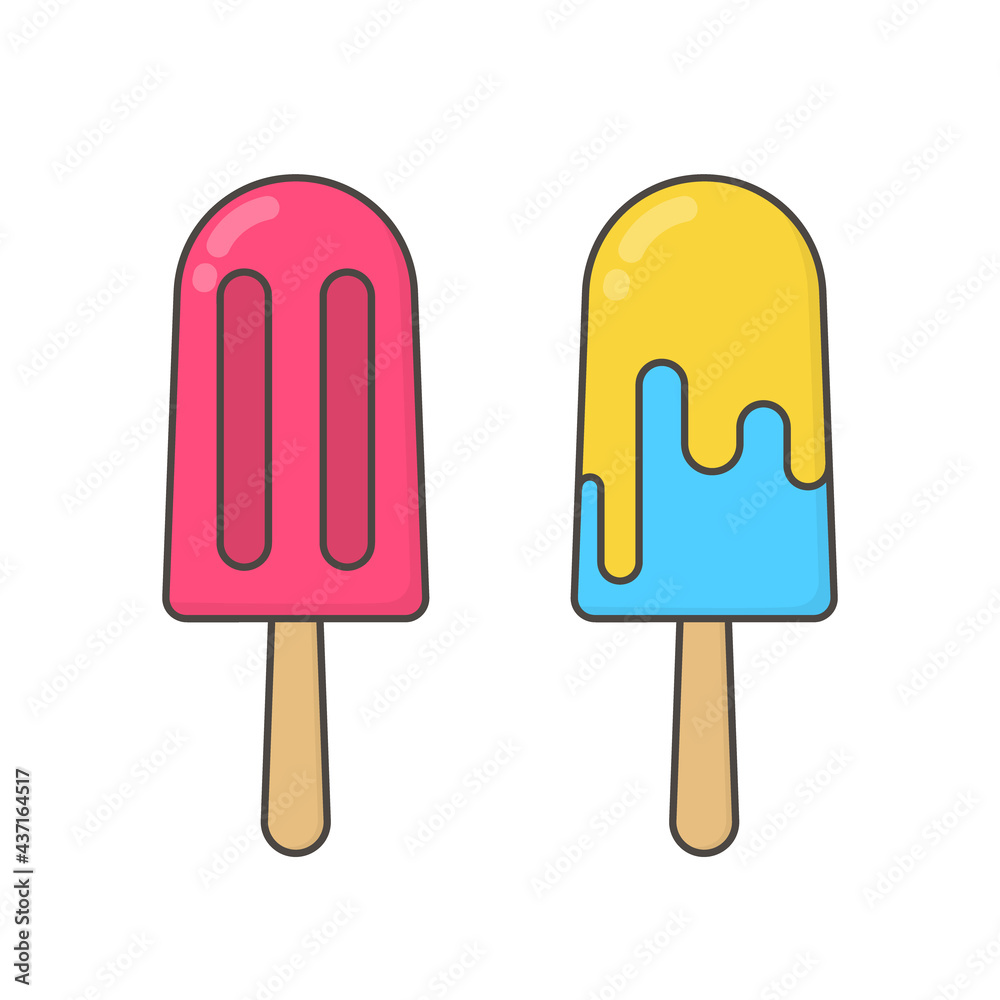 Ice cream Line Icon with colors Isolated On White Background Ice cream Line Icon with colors Isolated On White Background