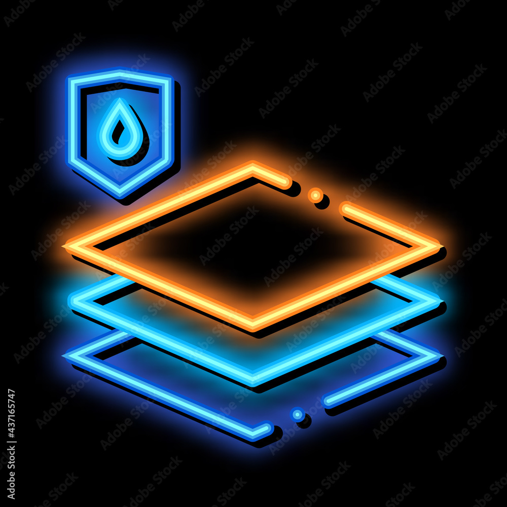 Waterproof Material Limoleum Floor neon light sign vector. Glowing bright icon transparent symbol illustration