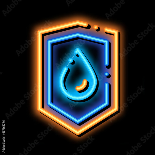 Waterproof Material Guard neon light sign vector. Glowing bright icon transparent symbol illustration