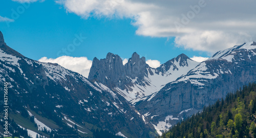 swiss mountains in the snow