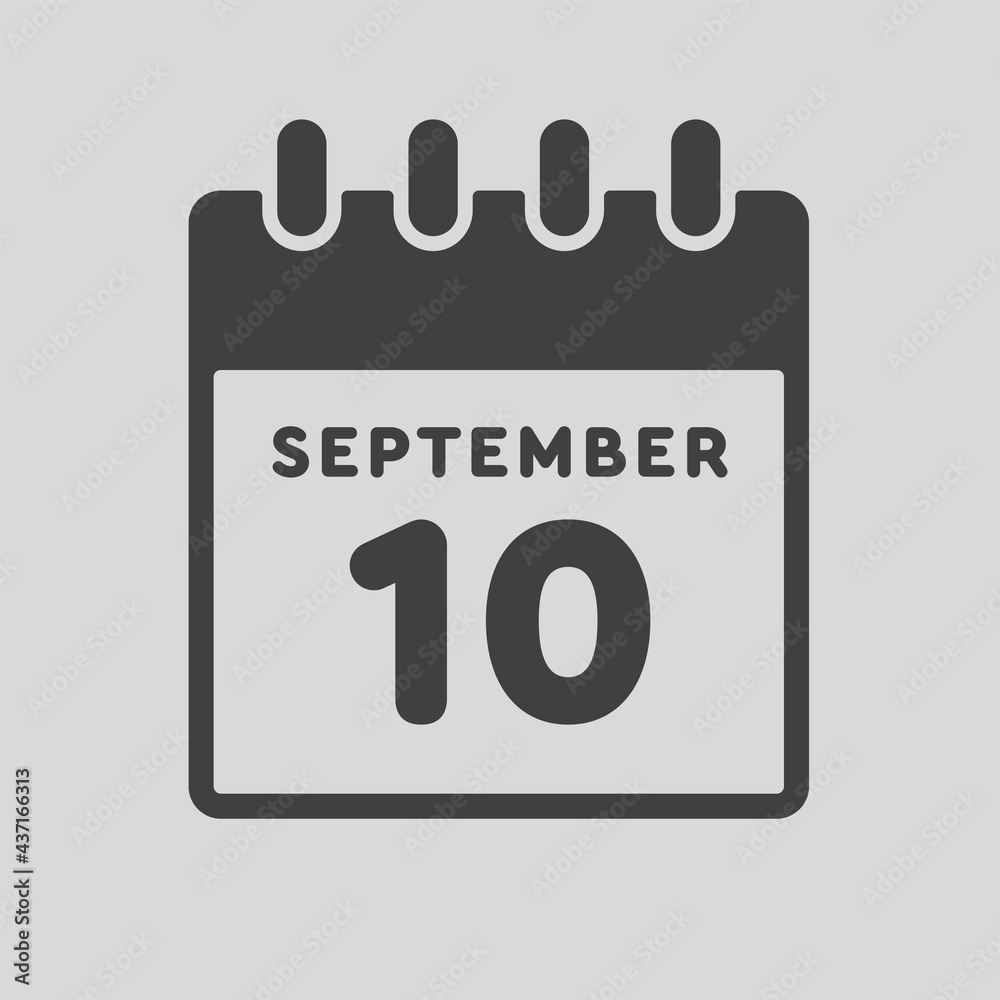 Icon day date 10 September, template calendar page Icon day date 10 September, template calendar page