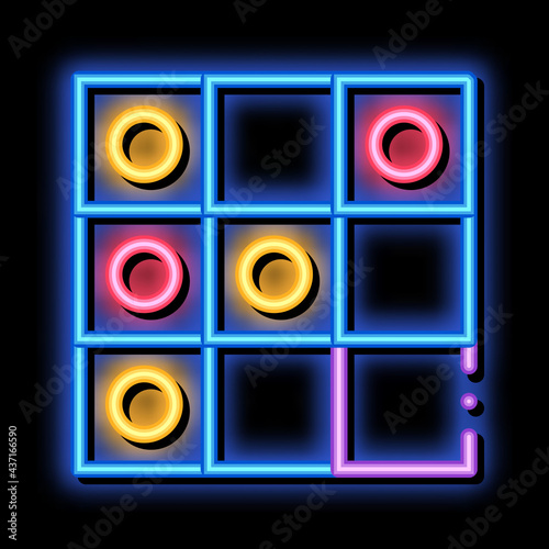 Interactive Kids Game Draughts neon light sign vector. Glowing bright icon transparent symbol illustration