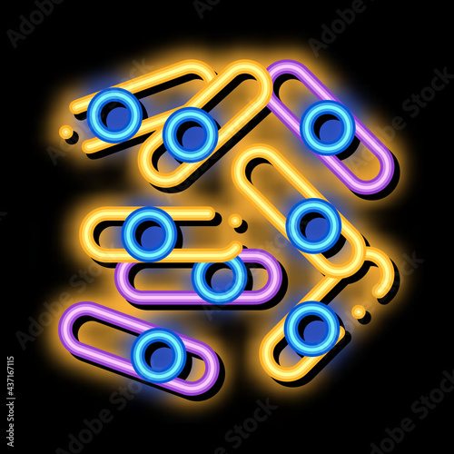 Microscopic Bacterium Sticks neon light sign vector. Glowing bright icon transparent symbol illustration