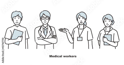 医療従事者のイラストカット ベクター 上半身
