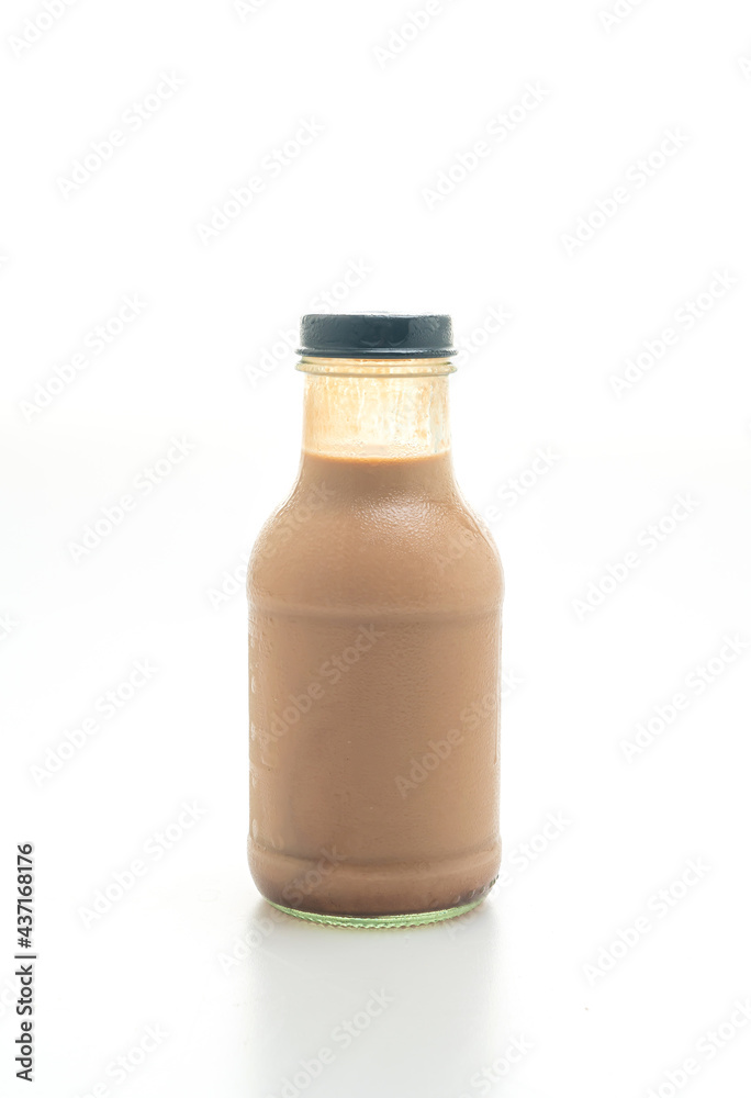 chocolate milk in glass bottle