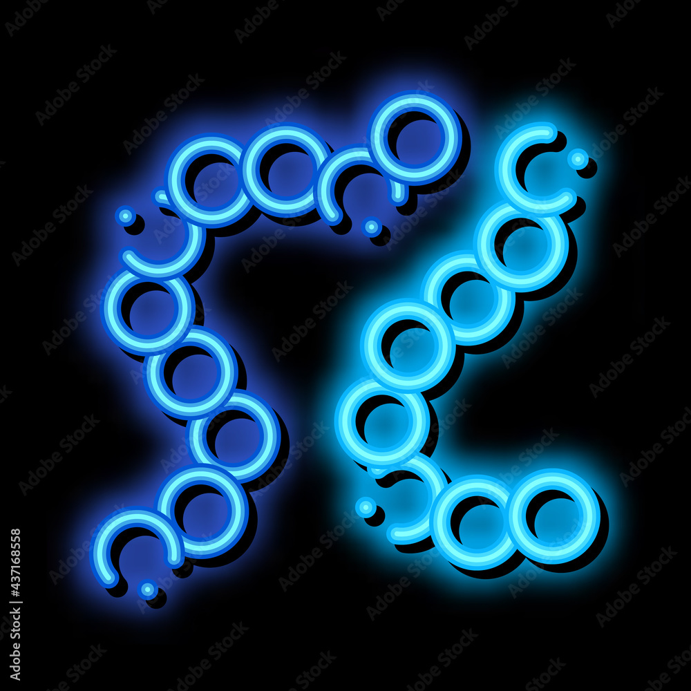 Fototapeta premium Biology Element Bacteria neon light sign vector. Glowing bright icon transparent symbol illustration