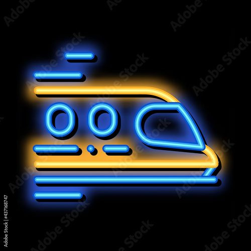 Public Transport Train neon light sign vector. Glowing bright icon transparent symbol illustration